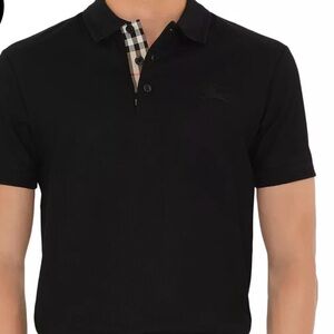 Burberry Black Polo with Check Collar